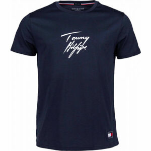 Tommy Hilfiger CN SS TEE LOGO šedá S - Pánské tričko